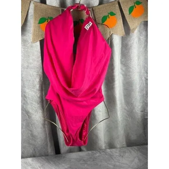 Bar III Womens Solid Cowlneck One-Piece Swimsuit, Ruby, Sz-XL - Picture 2 of 7
